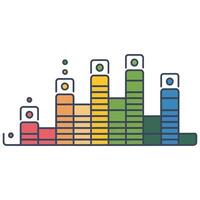 A colorful line of sound equalizer icons vector