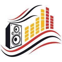 A speaker and sound waves with a wave vector