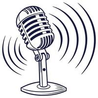 A microphone with sound waves on it. vector