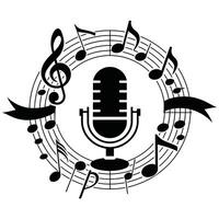 A microphone and musical notes vector