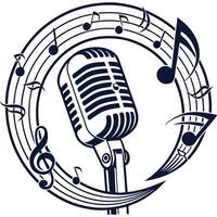 A microphone and musical notes vector