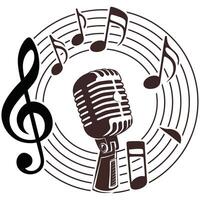 A microphone and musical notes vector