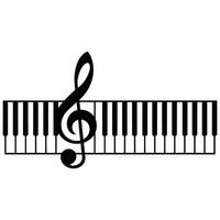 A musical note and piano keyboard on a white background vector