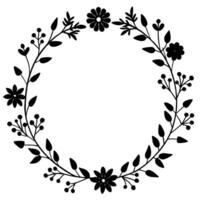 Simple Rectangular Flower Frame Silhouette vector