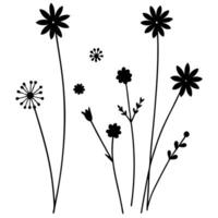 Floral Icons Silhouette Set for Art and Design Projects vector