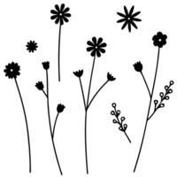 Tiny Flower Icons Silhouette for Elegant Design Work vector
