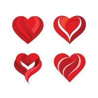 abstract red heart silk isolated icon set vector
