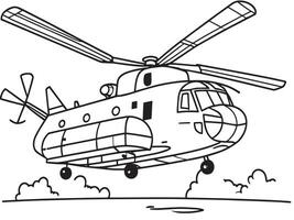 A helicopter coloring page with a large propeller vector
