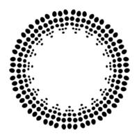Black round frame from dots with abstract Halftone pattern. Luxury logo. Dotted texture border. Circle frame. Template for printing postcards, invitations, for textiles, engraving. Dot emblem vector