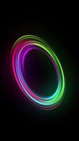 Colorful light trail circle. Endless circular pattern. Empty space for text for advertising, video
