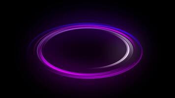 a neon circle is glowing in the dark on a black background. Modern overlay video