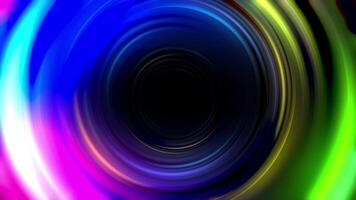 Abstract loop hypnotic colorful radial circle ring rotation animation background. video