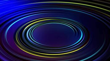 Abstract light neon frame on black background. 3d render of circle spiral glowing on dark. video