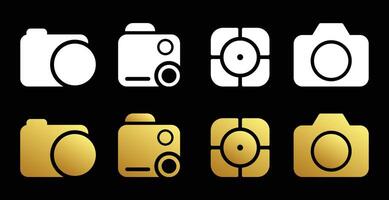 Camera icon collection in monochrome and gold vector