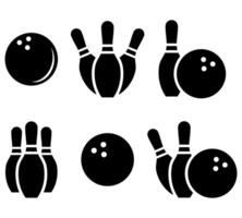Bowling icon set. pinball game symbol. bowl sport sign in filled and outlined style. Bowling icon set on white background. EPS 10 vector