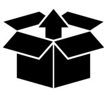 Open box icon isolated on white background. Cardboard box, packaging open. Box icon illustration vector