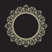 A circular frame with a floral design on a black background vector