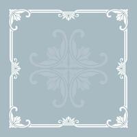 A square frame with a floral design on a blue background vector