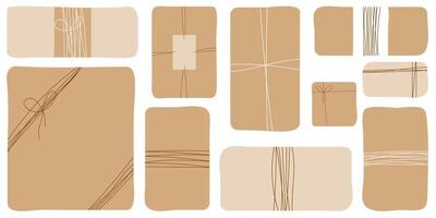 Gift box design in with white background, featuring craft wrapping and a white and brown bow. vector