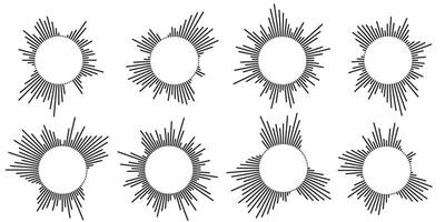 Set of circular ripple icons. Concentric circles with broken lines isolated on white background. Vortex, sonar wave, soundwave, sunburst, signal signs. graphic illustration vector