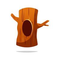 Tree hollow trunk isolated on white background. vector