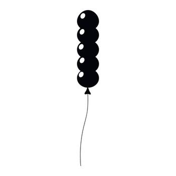 Black balloon tied with a string floating against a plain background vector