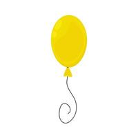 Bright yellow balloon floating with a black string against a white background vector