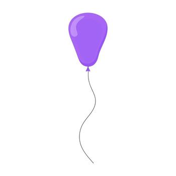 Purple balloon floating in the air with a thin black string attached vector