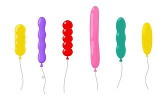 Colorful balloons in various shapes and sizes against a plain background vector