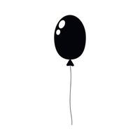 Black balloon floating against a white background in a simple design vector