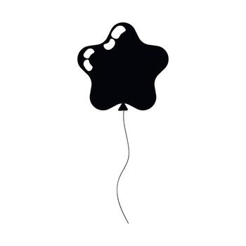 Unique black star-shaped balloon floating with a thin string attached in the air vector