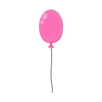 Bright pink balloon floating on a thin black string in a minimalist design vector