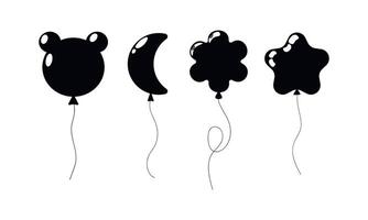 Unique black balloons shaped like animals and objects for a festive celebration vector