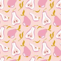 Seamless pear pattern. Fruit background design for fabric vector