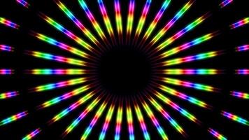 Dynamic circular light patterns expressing energy in vibrant colors at night video