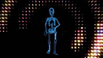 VJ loop performance with animated skeleton in a vibrant disco atmosphere video