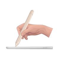 illustration of draw using a stylus pen vector