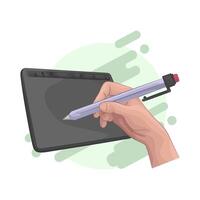 illustration of write using a stylus pen vector