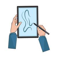Digital Art with Pen Tablet vector