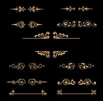 Decorative Divider Elements Calligraphic Design Elements on Gold Colour vector