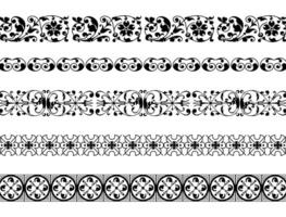 Hand drawn line border set and scribble design element. Geometric vintage fashion pattern. vector
