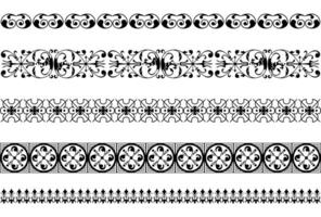 Hand drawn line border set and scribble design element. Geometric vintage fashion pattern. Illustration. Trendy doodle style brushes. vector