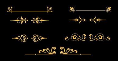 set of vintage decorative elements for design on gold colour vector