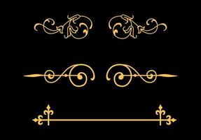 set of gold calligraphic design elements and page decoration. vintage set. vector