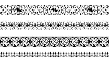 Ethnic set of Pattern Brushes plus decor elements, Isolated. vector