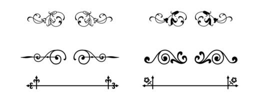 Set of Calligraphic frames, page divider and border elements illustration with all separated elements on black colour. vector