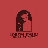 devil peeping in window silhouette logo vector