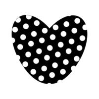 Black and white heart in polka dot print, isolated on white background. doodle element for you design. Valentines day concept. vector