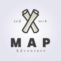 paper roll map logo template design, outline map logo symbol icon illustration design vector