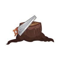 cut trees using a saw illustration vector
